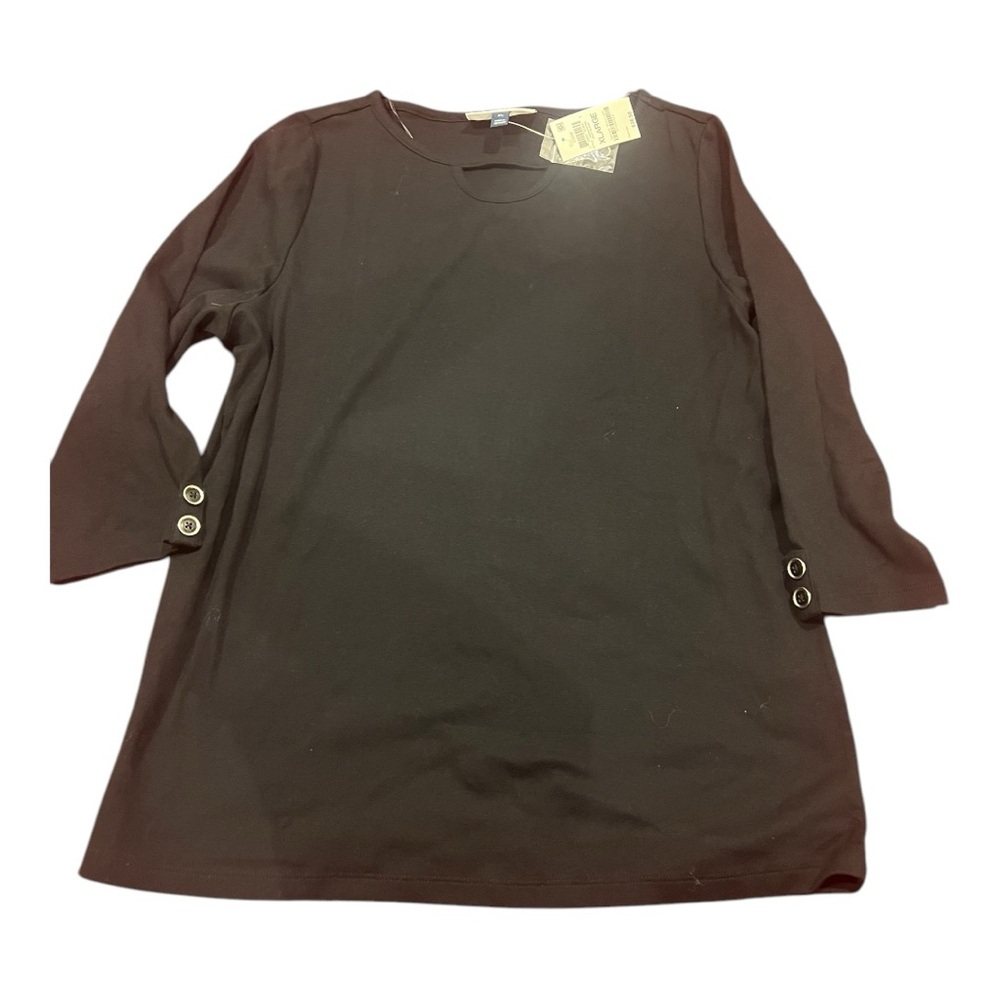 Karen Scott Women's Size XL Black keyhole Neck Classic NWT buttons DISCONTINUED - Picture 3 of 11